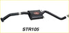 Black metal redback performance exhaust system with rectangular muffler and curved pipes for holden commodore back side