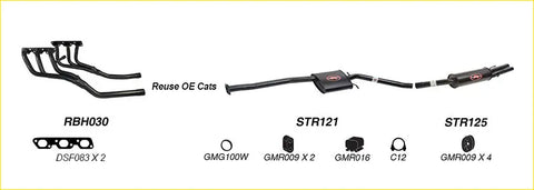 Black redback performance exhaust system components with red logo accents for holden statesman 06 1999 back view