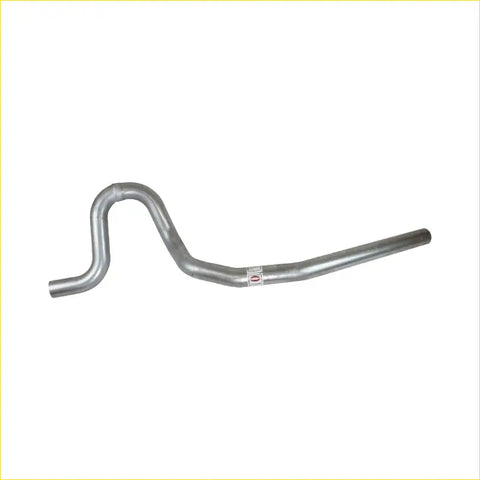 Silver metallic s-shaped exhaust tailpipe with smooth ends for redback performance holden torana 03/1974 back view
