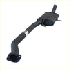 Black metal exhaust system with cylindrical muffler and curved pipes for redback performance headers 25 inch holden