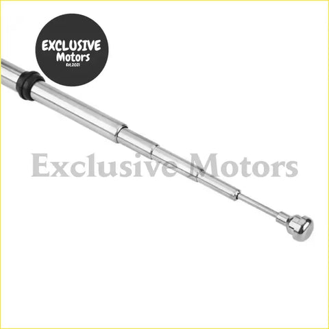Replacement amfm power antenna mast for toyota land cruiser silver telescopic with black rubber grip and chrome end cap