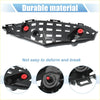 Back side of black plastic right bumper bracket retainer for Toyota Highlander 2014-2019 with red screw caps and grid pattern