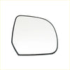Right passenger side heated mirror glass for Nissan Almera with black frame and smooth reflective surface side view