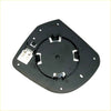 Back side of black plastic right passenger side heated mirror housing with circular mount for nissan almera