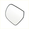 Right passenger side heated mirror glass with black frame and sleek curved design for nissan almera visible from back side