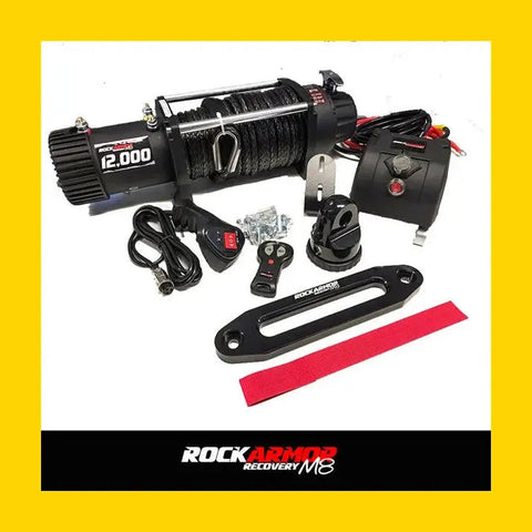 Rockarmor 12,000Lbs 4X4 Bullbar Winch With Synthetic Rope