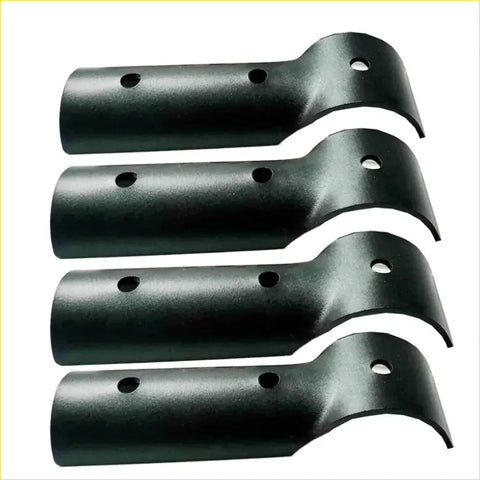 Black metal rockarmor brush bar clamps with curved ends and holes for 4wd ute offroad use 4 pack