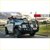 Black rockarmor brushbar with integrated round headlights and auxiliary lights for ford ranger 4wd ute offroad use