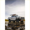 Silver toyota hilux ute with black offroad rockarmor gt hoop bullbar combo pack for 4wd 2015-2020 model