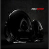 Black rockarmor motorcycle helmet with glossy finish and white logo in rockarmor gt hoop steel bullbar combo pack for 4wd ute offroad use