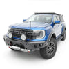 Blue ford ranger raptor ute with black steel rockarmor gt hoopless bullbar combo for offroad 4wd use