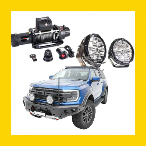 Rockarmor Gt Hoopless Steel Bullbar Combo Package - Ranger Raptor Next Gen 2023 to Current (Full Bar Replacement)