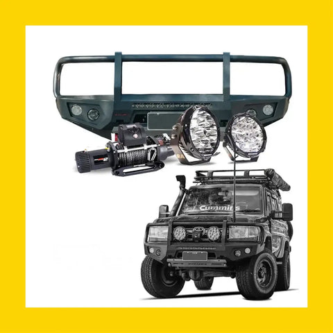 Rockarmor Gt Hoopless Steel Bullbar Combo Package - Toyota 79 03/2007 - 11/2023 (Full Bar Replacement) - Winch
