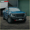 Blue ford ranger ute with black rockarmor gt steel hoop bullbar combo and roof rack for offroad 4wd use