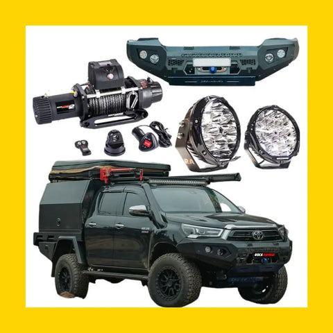 Rockarmor GT Steel Hoopless Bullbar Combo Pack - Toyota