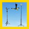 Rockarmor led light stand with black foldable arms and tripod base glowing bright yellow for work lighting