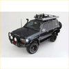 Black toyota landcruiser fj80 with rockarmor premium steel bullbar and roof rack built for rugged offroad 4wd use