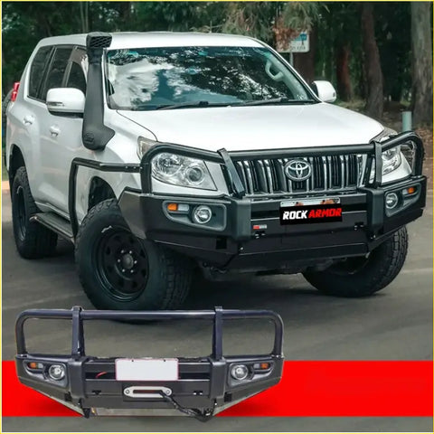 Black metal rockarmor premium steel bullbar front bumper for toyota prado fj150 2009-2013 perfect for 4wd offroad ute