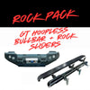 Black gt hoopless bullbar with integrated lights and rock sliders for rugged offroad 4wd ute use on ford everest