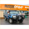 Blue toyota hilux n70 2005 2011 with black rockarmor premium bullbar roof light and off-road bumper