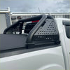 Black perforated metal roll bar with curved bars and brackets for nissan navara d40 2005-2015 truck bed rail
