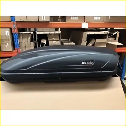 Black thule roof box 176x82x45cm matte black with sleek aerodynamic design and subtle branding on the side