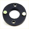 Black cast iron flange with three hex bolts and two holes for rubber coupling steering shaft on nissan king cab 1984-1986