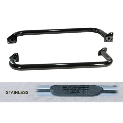 Rugged Ridge 11593.03 3-In Round Tube Side Step SS | Kren Offroad NZ