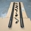 Black stainless steel running board 4 inch oval tube side step rails with textured finish and matching mounting brackets