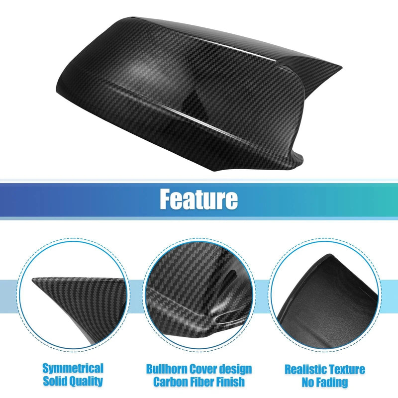 BMW 1 x Pair Door Wing Rearview Side Mirror Cover Cap Carbon Fiber Pattern
