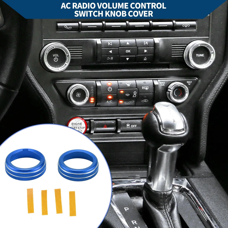 Ford Mustang 2015-2021 Blue AC Climate Switch Knob Cover Ring
