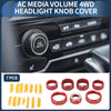 GMC Canyon (2015-2022) - 7 Pcs Red 4WD Headlight Switch Knob Cover Ring