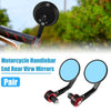 Motorcycle Handlebar End Rear View Mirrors 1 Pair Round Blue Lens Red