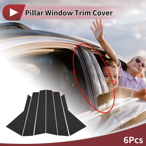 KIA Carens (2013-2019) Black 6 Pcs Door Pillar Window Trim
