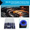 60pcs Pneumatic Push-in Air Line Hose Joiner Connect Fittings