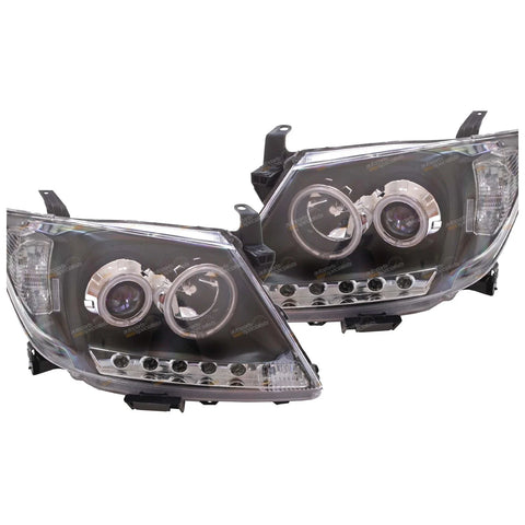 Toyota Hilux 2 x LED Black Projector Headlights (2005–2011)
