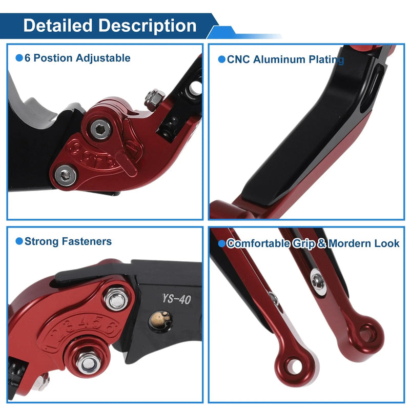 Honda CBR600RR (2007-2016) Red Black Adjustable Brake Clutch Levers