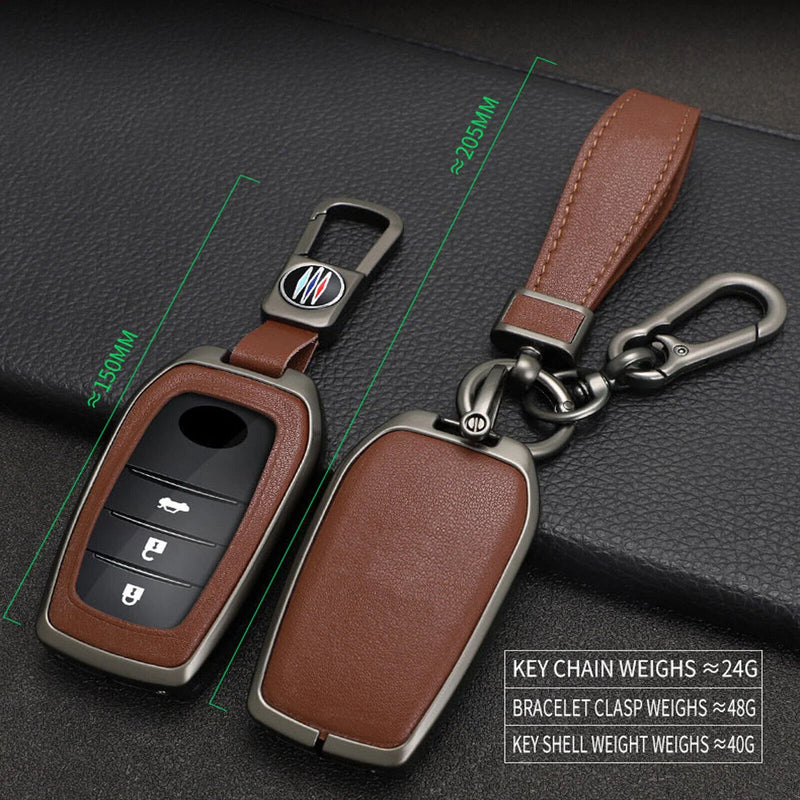 Toyota Prius Yaris Corolla Sienna Zinc Alloy Leather Car Key Fob Cover Case