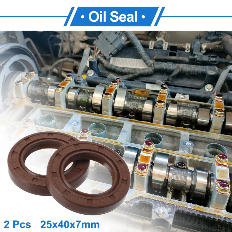 Make Model Oil Seal 2 x 25x40x7mm Brown Rotary Shaft Seal FKM Rubber