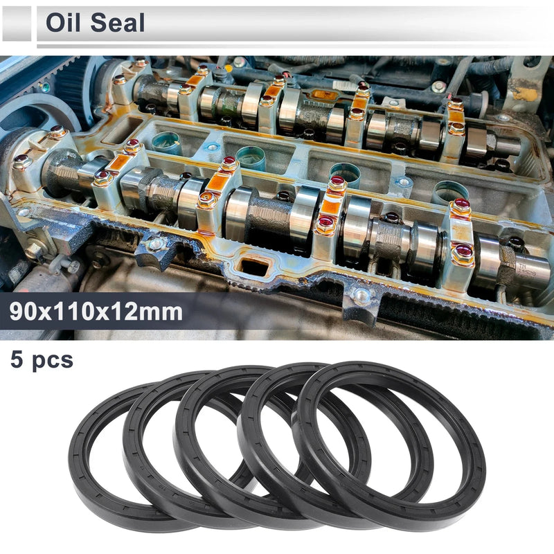 Oil Seal Rotary Shaft Seal Nitrile Rubber 90x110x12mm Black 5 Pcs