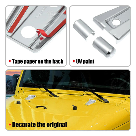 Jeep Wrangler JK 2 x Front Engine Hood Hinge Cover Trim (2007-2018)