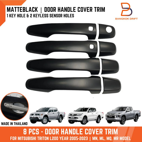 Mitsubishi Triton L200 Matte Black Keyless Door Handle Cover Trim (2015-2023)