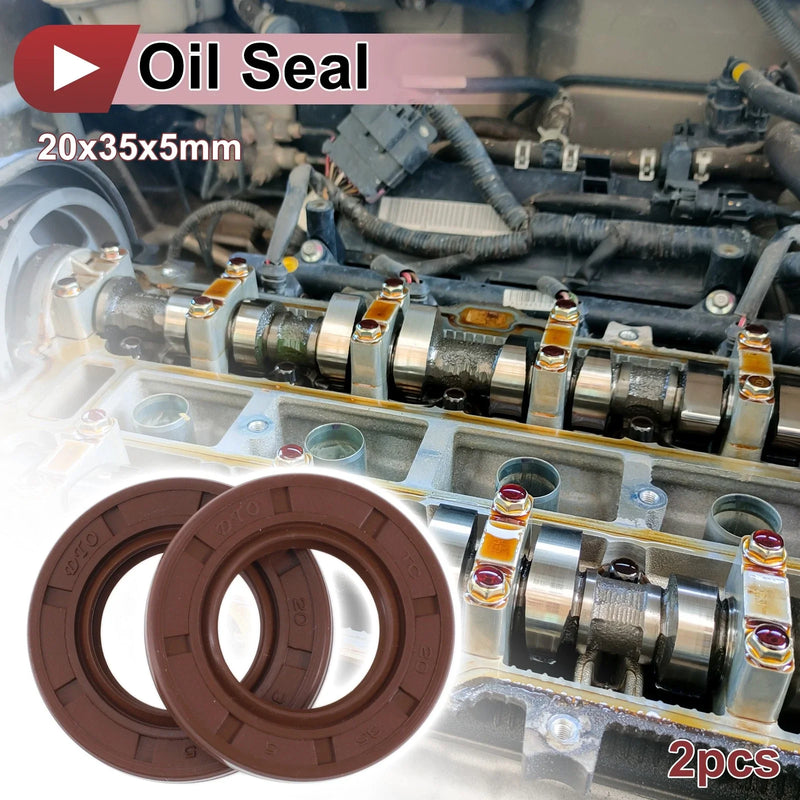 Oil Seal 20x35x5mm Brown FKM Rubber Rotary Shaft Seal 2 x