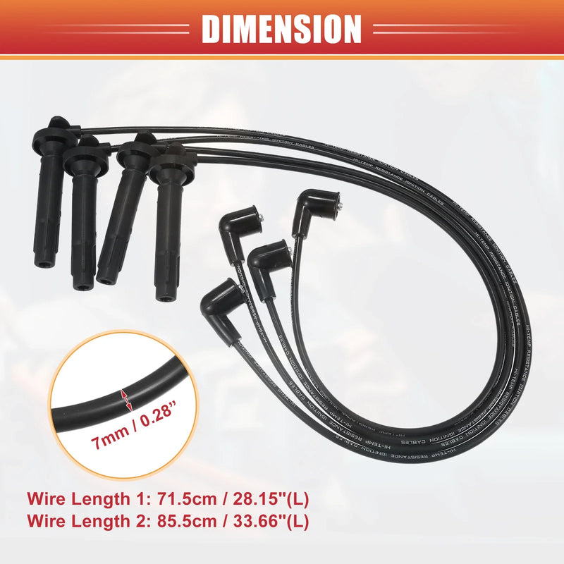 Subaru Legacy 4 x Spark Plug Wire Ignition Coil Cables (2006-2009)