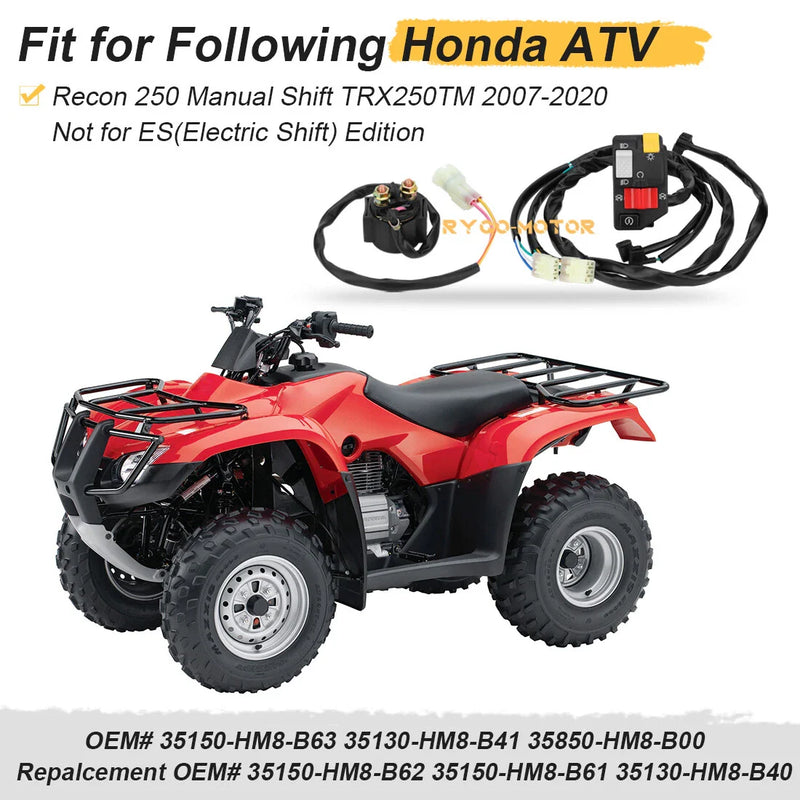 Honda Recon 250 TRX250TM 2x4 2 x Handlebar & Starter Relay (2007–2020)