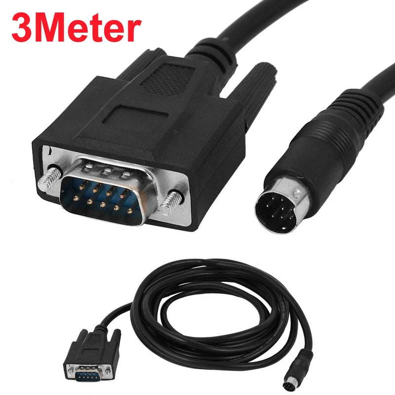 DB9 to 8P Mini Din Male PLC Programming Adapter Cable 3M/10Ft