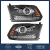 Dodge Ram LED DRL w/ Projector Black Headlights (2013–2018)