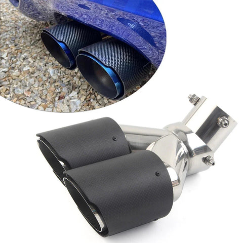 Universal Car Exhaust Stainless Steel Carbon Muffler Tip 89mm Outlet