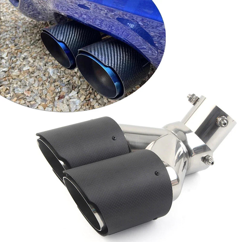 Universal Car Exhaust Stainless Steel Carbon Muffler Tip 89mm Outlet