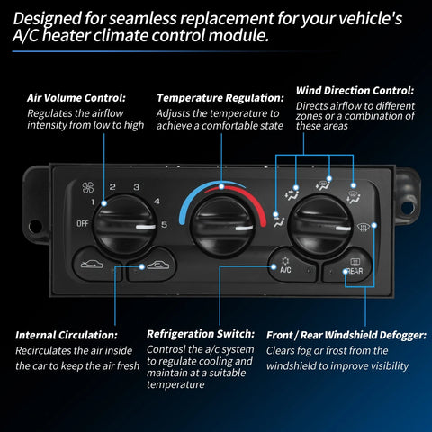 Chevrolet Malibu A/C Heater Climate Control Module Panel (1997-2005)